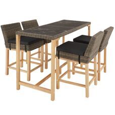 Rattan Bartisch Lovas mit 4 Stühlen Latina natur