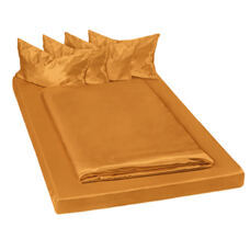 4 Bettwäsche-Sets Satin 200x150cm braun