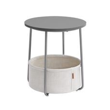 Beistelltisch Couchtisch rund mit Korb Grau