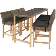 Rattan Bartisch Lovas mit 6 Stühlen Latina natur