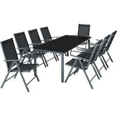 Aluminium Sitzgruppe 8+1 - dunkelgrau
