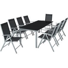 Aluminium Sitzgruppe 8+1 - hellgrau