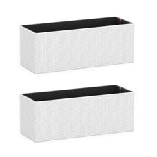 Blumenkiste Rattan mit Bewässerungssystem 50 x 19 x 19 cm 2er Set weiss