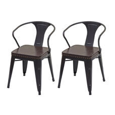 2er-Set Esszimmerstuhl JAM-H10 Chesterfield Industrial schwarz-braun
