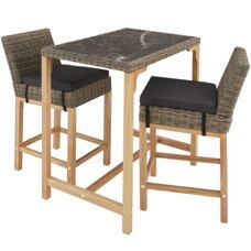 Rattan Bartisch Kutina mit 2 Stühlen Latina natur