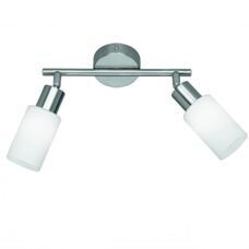 2er Deckenspot Deckenlampe nickel matt, Glas opal matt