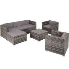 Rattan Lounge Lignano mit 2 Sesseln grau