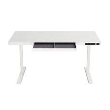 Stehpult elektrisch mit Schublade 140 x 70 cm weiss
