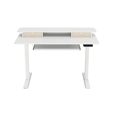 Stehpult elektrisch mit Ablage + Tastaturfach 120 x 60 cm weiss