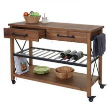 Servierwagen mit Weinregal Barwagen 85x114x47cm shabby natur
