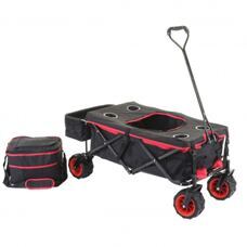Bollerwagen Geländereifen klappbar ~ Hecktasche/Abdeckung + Kühltasche, rot