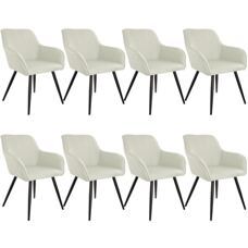 8er Set Stuhl Marilyn Leinenoptik, schwarze Stuhlbeine crème/schwarz