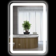 LED Badspiegel 50x70cm Touch-Schalter Anti-Beschlag Silber