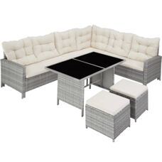 Rattan Lounge Barletta hellgrau/creme