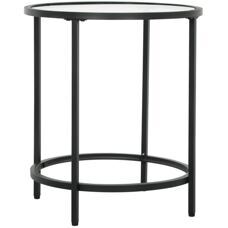 Beistelltisch rund mit Glasplatte & Metallrahmen Ø48x547cm Schwarz