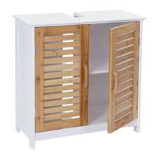 Waschbeckenunterschrank Badschrank Bambus 60x60x30cm weiss