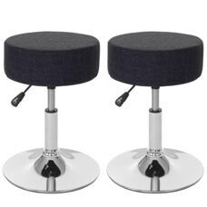 2x Hocker Sitzhocker höhenverstellbar Ø 35cm Textil, dunkelgrau