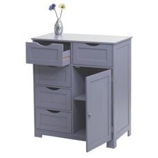 Vintage Kommode Nostalgie 5 Schubladen und 1 Tür 80x70x35cm grau
