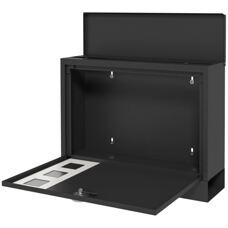 Postkasten Briefkasten mit Zeitungsfach 365x115x29cm Metall Schwarz