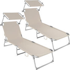 2 Gartenliegen 4-stufig beige