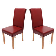 2x Esszimmerstuhl Novara II Leder ~ rot helle Beine
