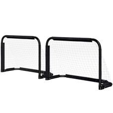 Fussballtor 2er-Set klappbar Metallrahmen 90x36x60cm Schwarz
