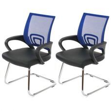 2x Konferenzstuhl Bürostuhl Ancona Kunstleder ~ blau