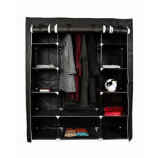 Faltschrank mit rollbaren Türen, schwarz