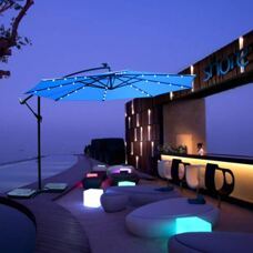Sonnenschirm mit LED, 350 cm, blau