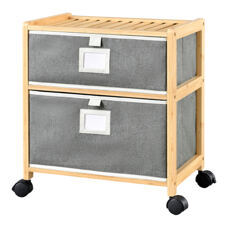 Bambus Beistelltisch Noorliit mit 2 Schubladen rollbar
