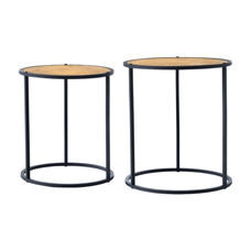 Satztisch Moriusaq im 2er Set rund Holz-Optik