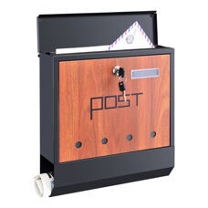 Briefkasten Binau 34x31x10cm Stahl Anthrazit/Holzoptik