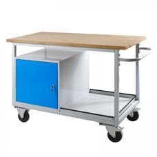 ADB Tischwagen Eko mit 1 Tür, RAL 7035/5012, L 1300 x B 600 x H 850 mm