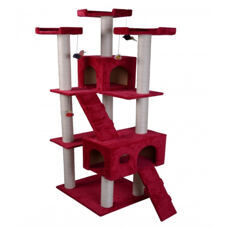 Katzenbaum rot 182cm mit Kletterstangen