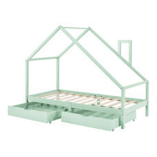 Kinderbett Assling mit 2 Schubkasten 90x200cm Mintgrün