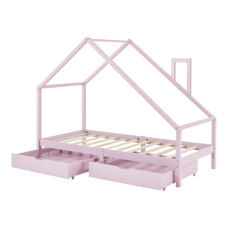 Kinderbett Assling mit 2 Schubkasten 90x200cm Rosa
