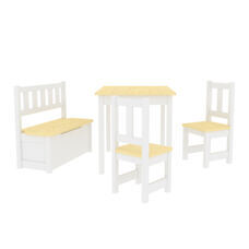 Kindertischset Lousame Kiefernholz Natur Weiss