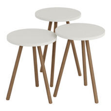 Beistelltisch Set Hjørring im 3er Set Rund 49xØ34cm Weiss