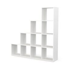 Treppenregal Raumteiler OMAR 10 Fächer weiss