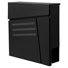 Briefkasten mit Zeitungsfach pulverbeschichtet schwarz