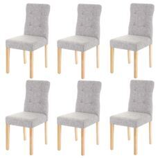 6x Esszimmerstuhl Stoff/Textil grau helle Beine
