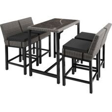 Rattan Bartisch Kutina mit 4 Stühlen Latina grau