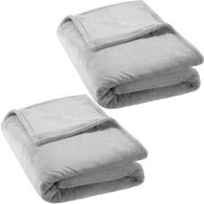 2 Kuscheldecken Polyester 220x240cm grau
