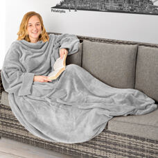 Kuscheldecke mit Ärmeln grau 200 x 170 cm