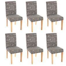 6x Esszimmerstuhl Littau ~ Textil mit Schriftzug