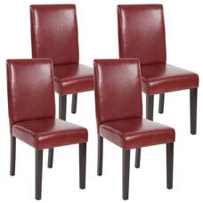 4x Esszimmerstuhl Littau ~ Kunstleder rot-braun dunkle Beine