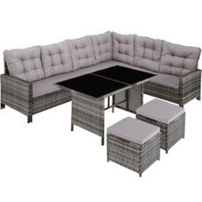 Rattan Lounge Barletta grau/hellgrau