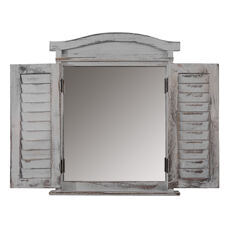 Spiegelfenster mit Fensterläden Shabby Chic ~ grau
