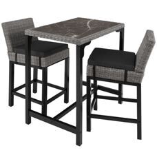 Rattan Bartisch Kutina mit 2 Stühlen Latina grau