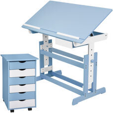 Kinderschreibtisch und Rollcontainer, blau